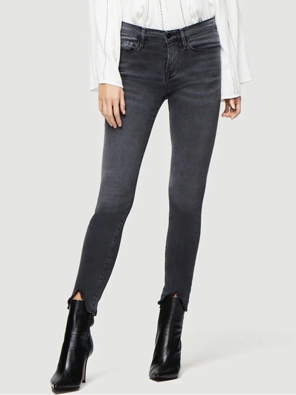 Frame Le Skinny De Jeanne Crop Double Triangle Raw Hem Jeans, Size 28